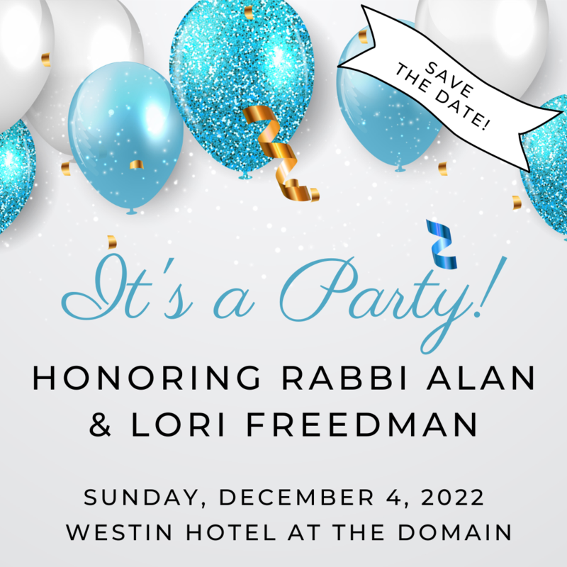 Banner Image for Tribute Party for Rabbi Alan and Lori Freedman